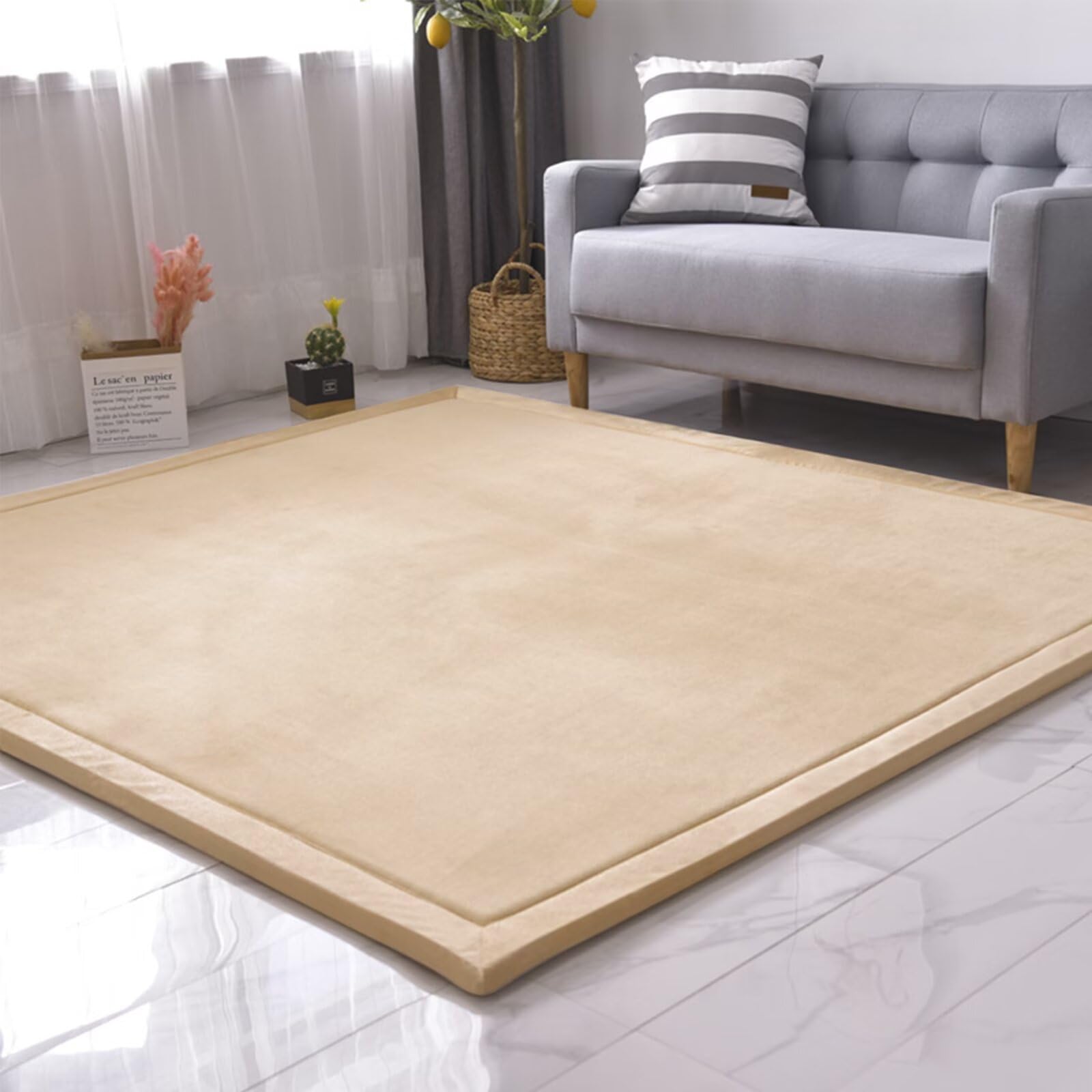 Tapis velours corail épais 3 cm antidérapant et doux pour le salon