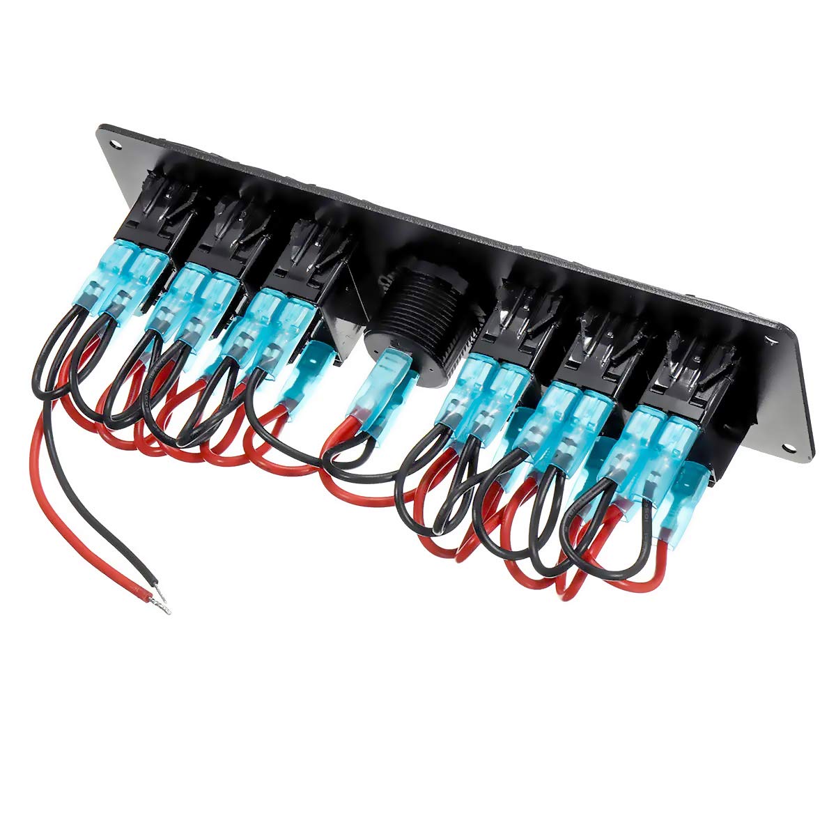 Stark Industries - 6-Gang Rocker Switch Aluminum Panel with Voltmeter- Toggle Switch Dash 5 Pin ON/Off - 2-LED Backlit for Boat Truck Marine (Green)