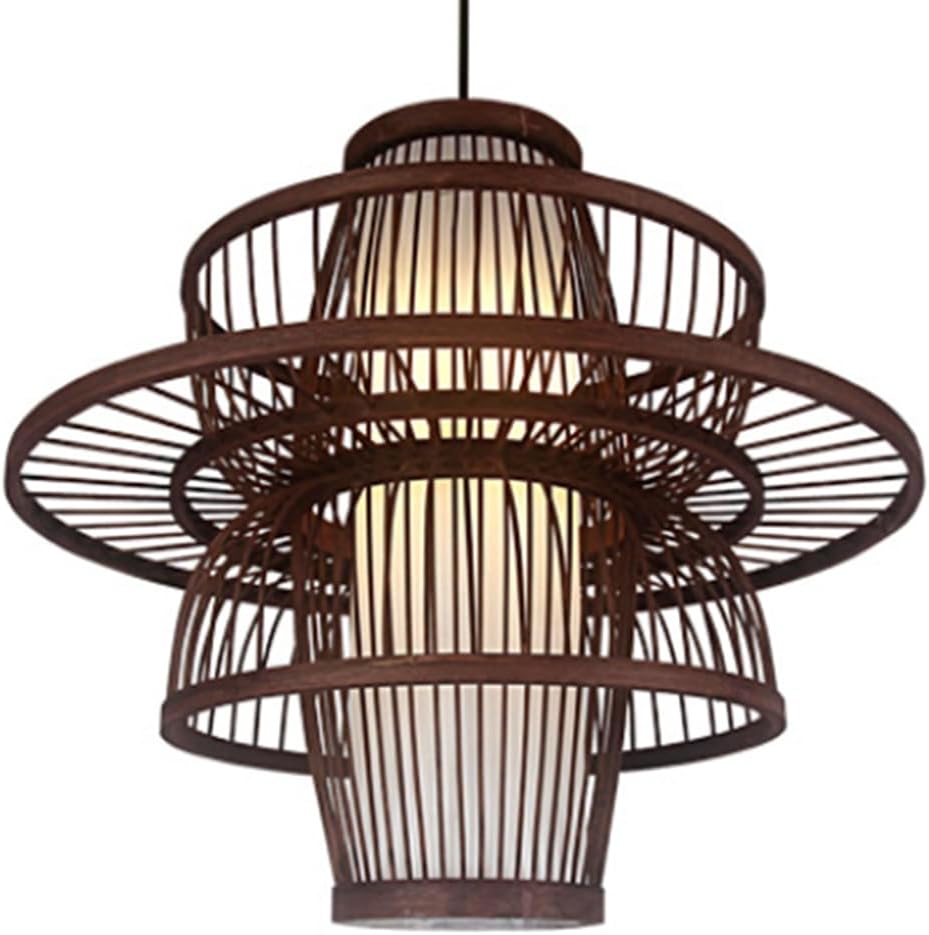 Bamboo Hanging Chandelier Restaurant Mid-Century Lampshade Wooden Ceiling Pendant Light Wooden Boho Decor Hand Woven Light Fixtures Island Cafe Teahouse Bar Dining Room Club