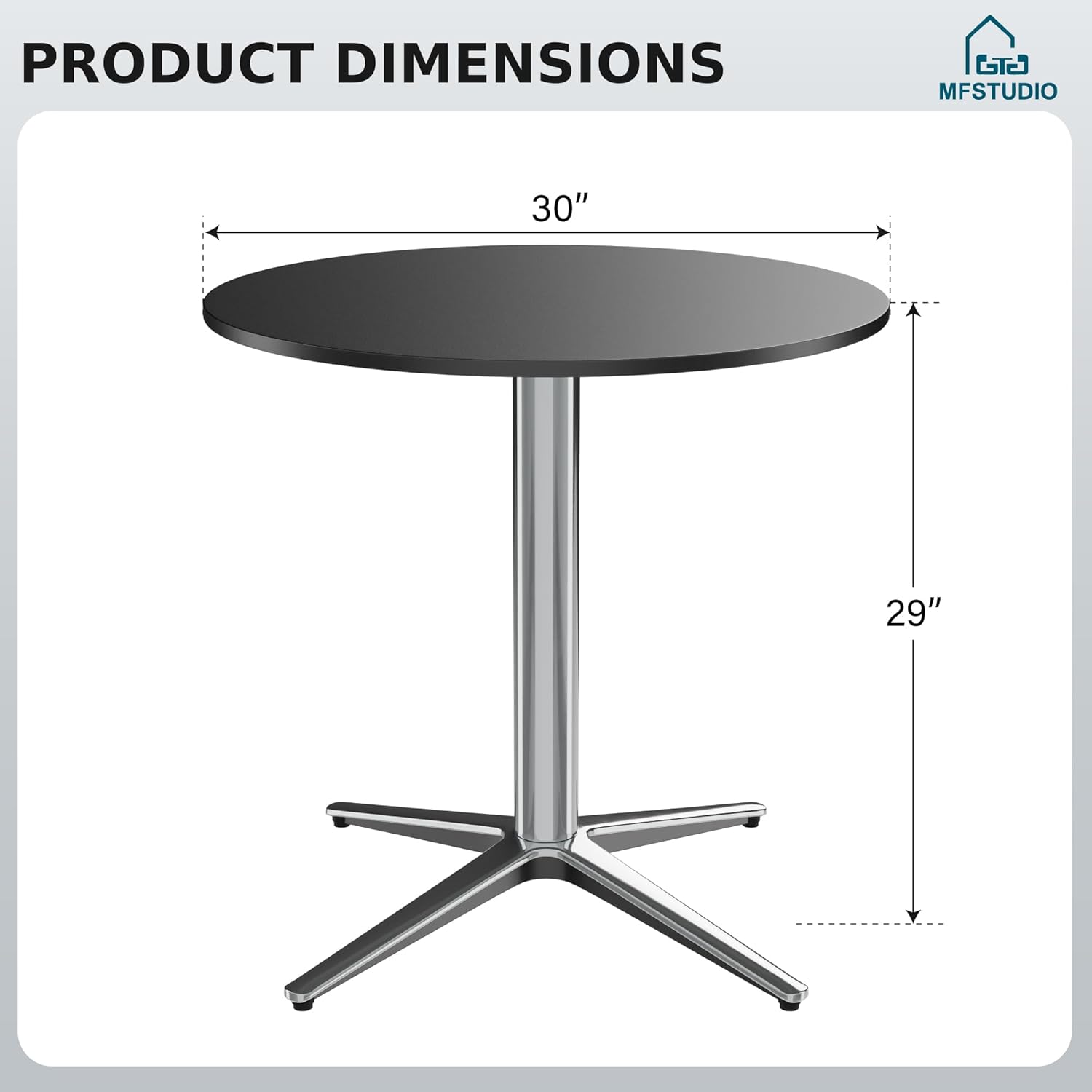 MFSTUDIO Outdoor Patio Bistro Table, Round Patio Dining Table for 2 to 4, 30" Metal Outdoor Side Coffe Table for Balcony Backyard Patio Garden or Indoor
