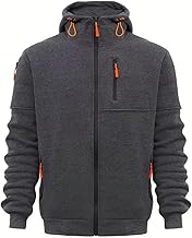 Qunqene Men's Hoodie, Zip-up Hoodie, Zip-up Hoodie, Outerwear, Hooded, Long Sleeve, Open Front, Large Sizes, Stylish, Popular, Plain, Spring, Autumn, Black, White, Gray