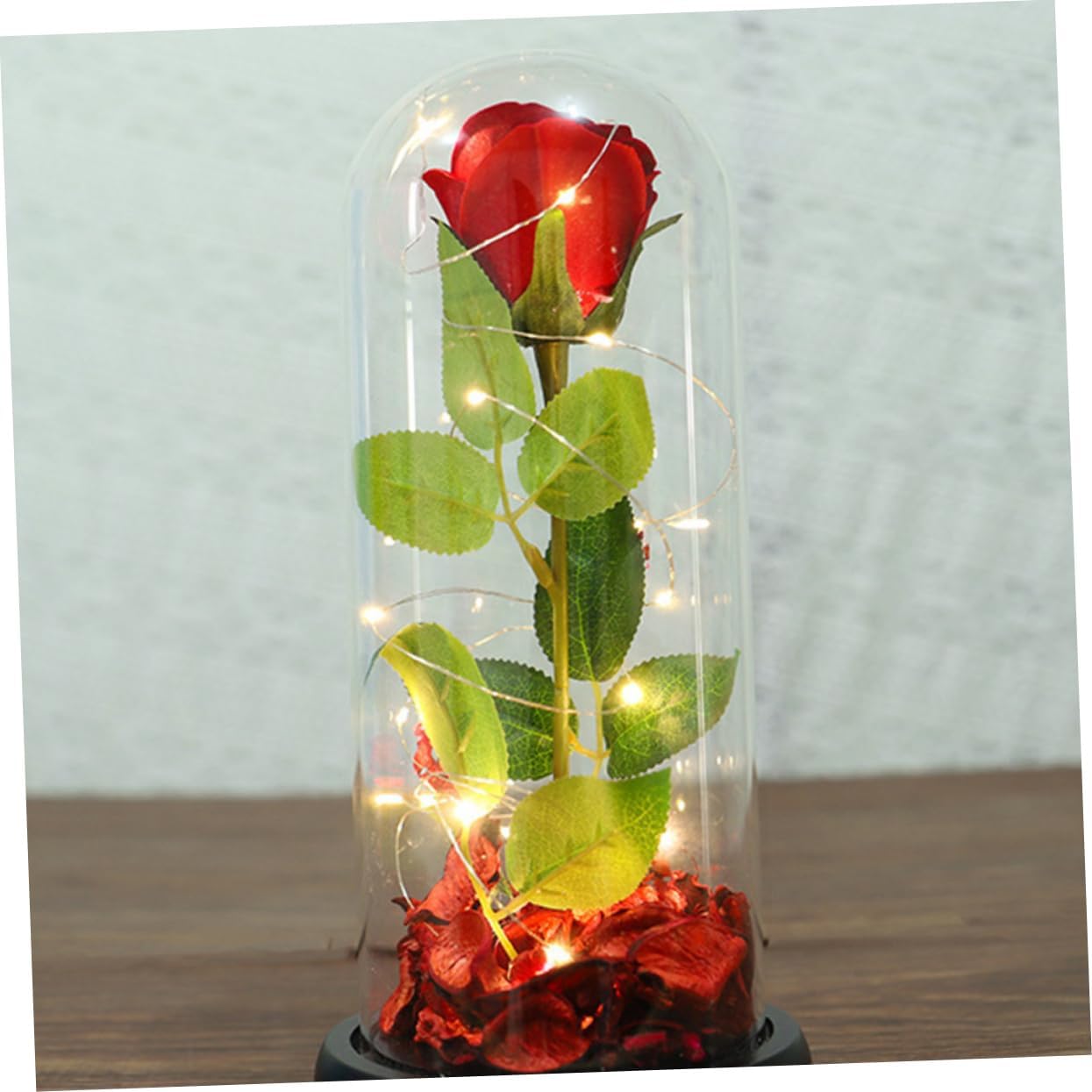 Glass Cover Led Rose Lantern Perfect Romantic Present for Girlfriend Decorative Home Ornament