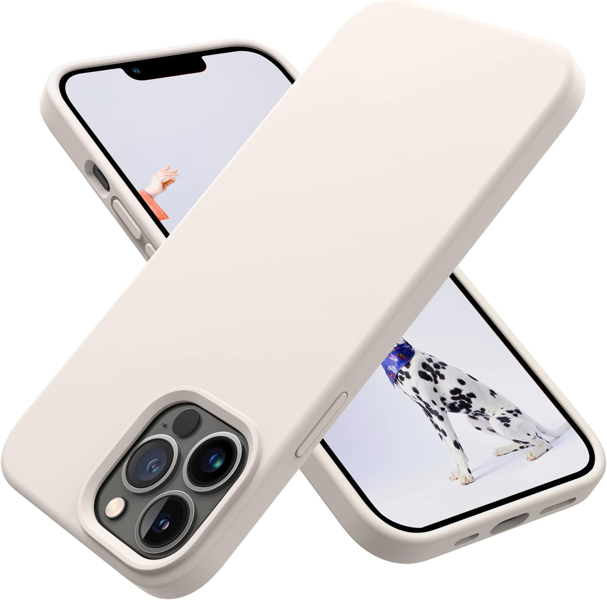 OTOFLY iPhone 13 Pro Max Case,[Military Grade Drop Protection] [Anti-Scratch Microfiber Lining] Silicone Shockproof Protective Phone Case Slim Thin Cover 6.7 inch, Stone