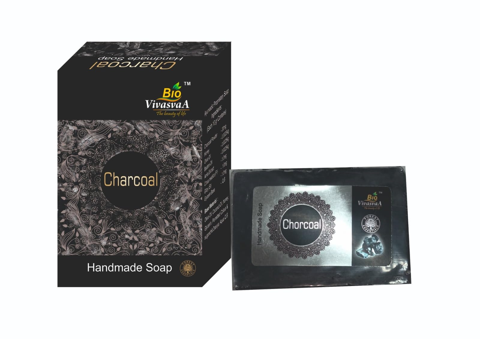 Bio Vivasvaa Charcoal soap -100gm (packof 4) | Enriched With Activated Charcoal || Handmade Soap Without Any Harsh Chemical For Blackheads and Acne-picture-51
