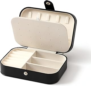 صندوق مجوهرات - تصميم جلد انيق باقسام متعددة للنساء، مثالي لتخزين كنوزك أثناء التنقل