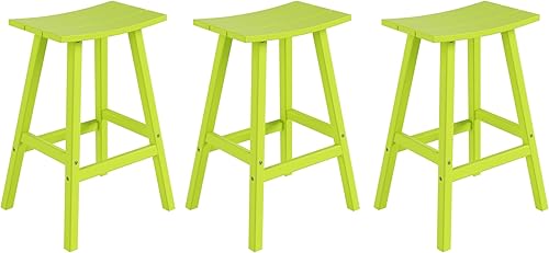 Miniatura 51 de Costaelm Juego de 2 taburetes de bar para todo tipo de clima, 29 pulgadas de altura, taburetes de bar Adirondack de polietileno para patio, terraza,
