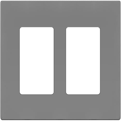 ENERLITES 2-Gang Gray Screwless Decorator Switch Outlet Wall Plate Cover