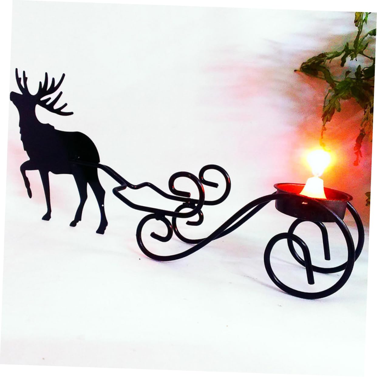 GRIRIW Decorative Christmas Candle Holder Metal Deer Shape Gold Color 2 Pack Home Decor Dinner Table Accessory