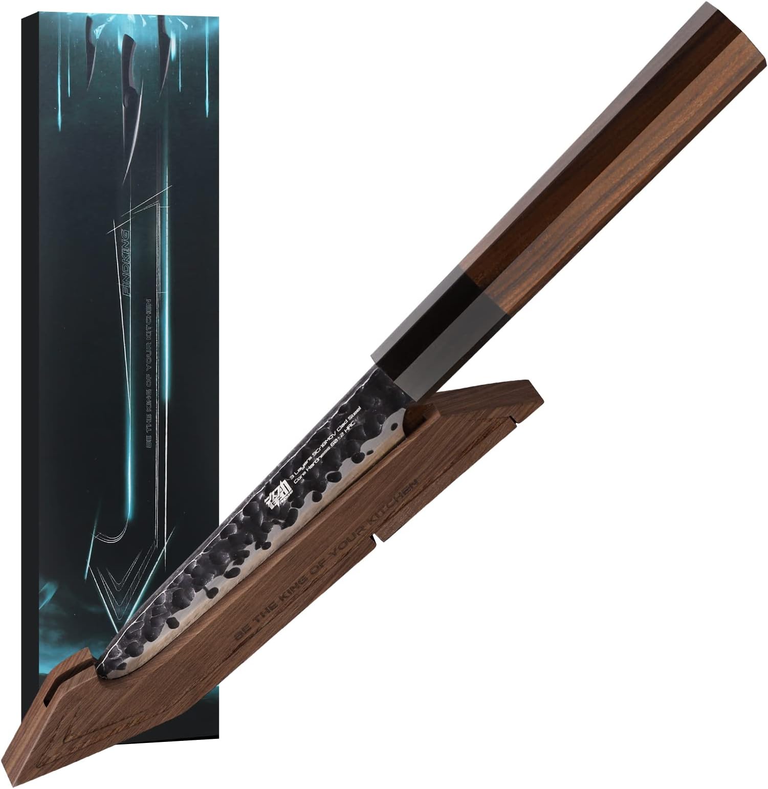 FINDKING Walnut Magnetic Knife Edge Guard, Wooden Sleeve for Counter, Drawer, Bag, Light Portable Blade Sheath Cover, Suitable for 5" Japanese Kitchen Knife (Not Included)