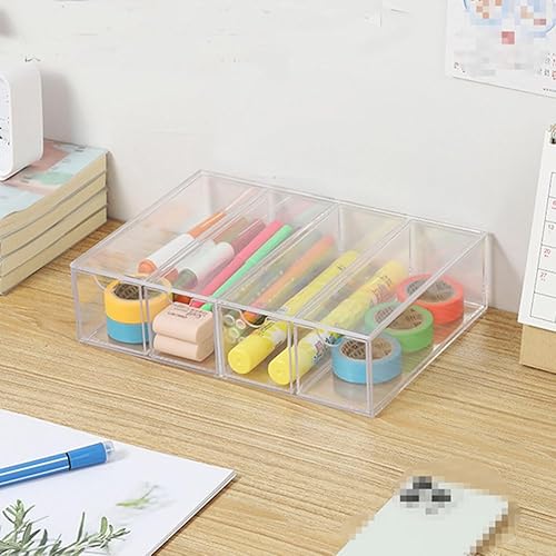 Miniatura 3 de esowemsn Organizador de lentes de sol de acrílico, estuche transparente de 4 cajones con tapa, soporte apilable para gafas, caja de almacenamiento