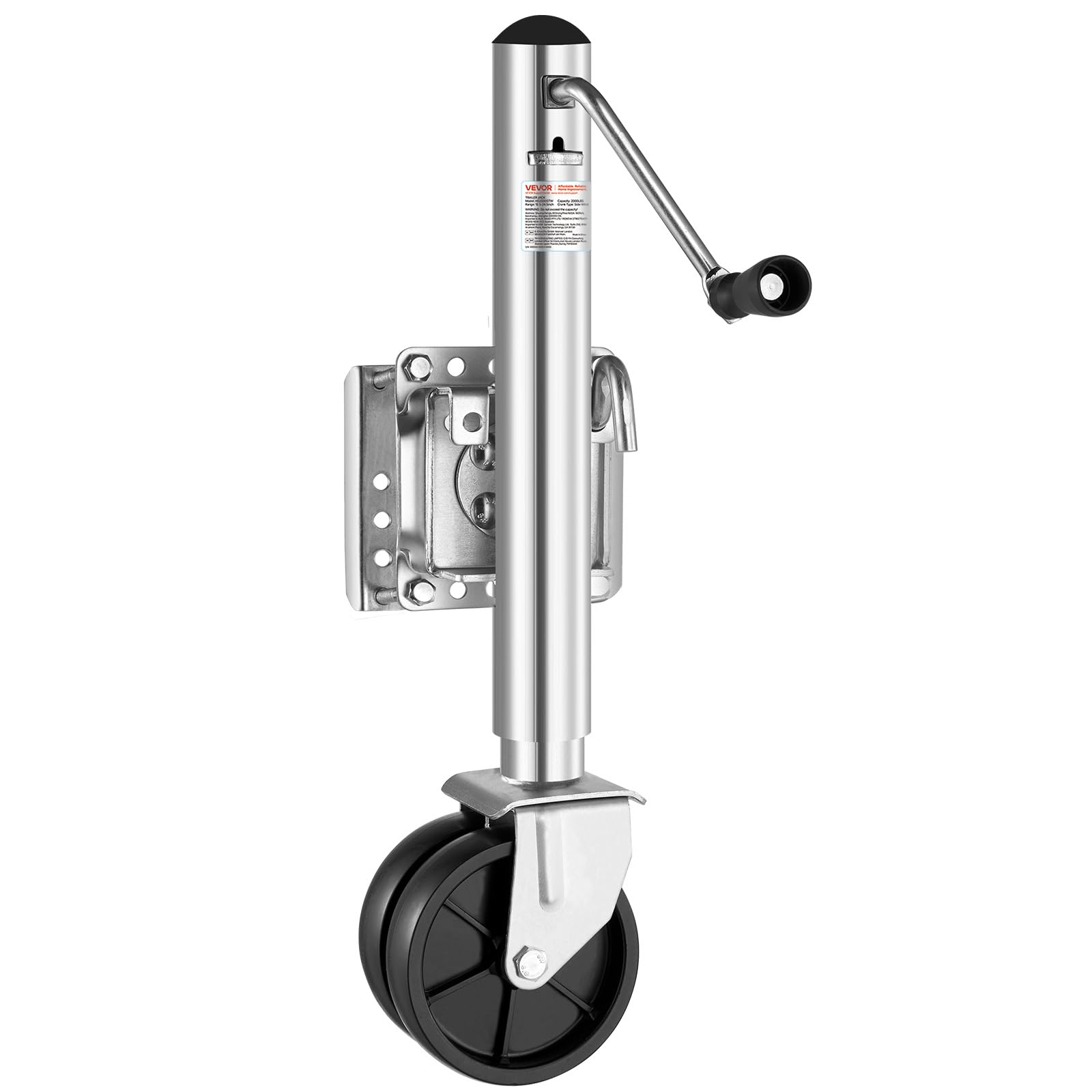 VEVOR Trailer Jack with Wheel, 2000 lbs Load Capacity, Heavy Duty Swivel Boat Trailer Jack with PP Single Wheel &amp; Ergonomic Handle, 12-inch Lift, Fit for RVs, Boats, Horse Trailers, Utility Trailers