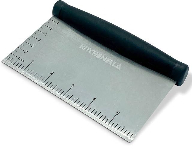 Stainless Steel Metal Griddle Bench Scraper with TPR Plastic Handle Ideal Dough Cutter for Bread and Pizza Dough - Multipurpose Kitchen Utensil for Flat Top Griddle - Commercial Grade Chopper