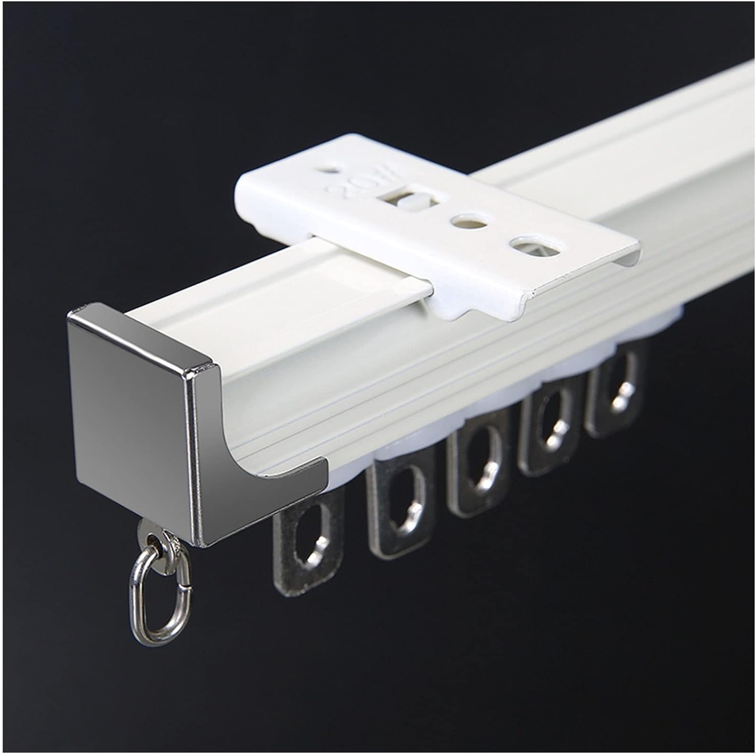 CuKLARYi Aluminum Alloy Curtain Rails, Room Divider Curtain Track, Wall Thickness 2mm, Heavy Duty Curtain Rod, For Ceiling or Wall Mounting(B Ceiling Mounted,130cm(4.2ft))