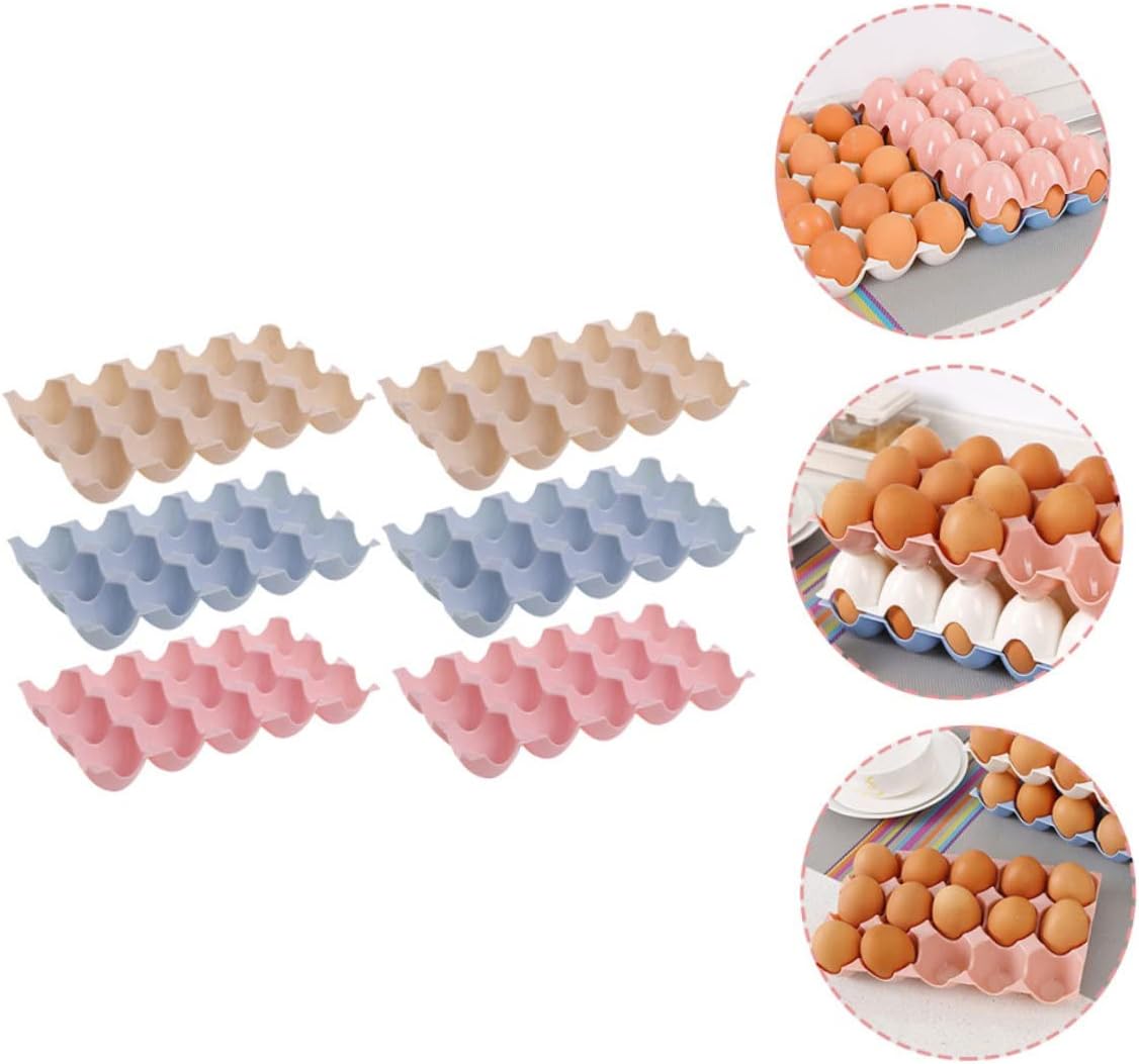 6pcs Egg Carton Egg Holder for Fridge Dispenser Container Easter Egg Holder Freezer Egg Container Plastic Containers Stackable Egg Tray Egg Display Stands Pp Box Anti-Collision