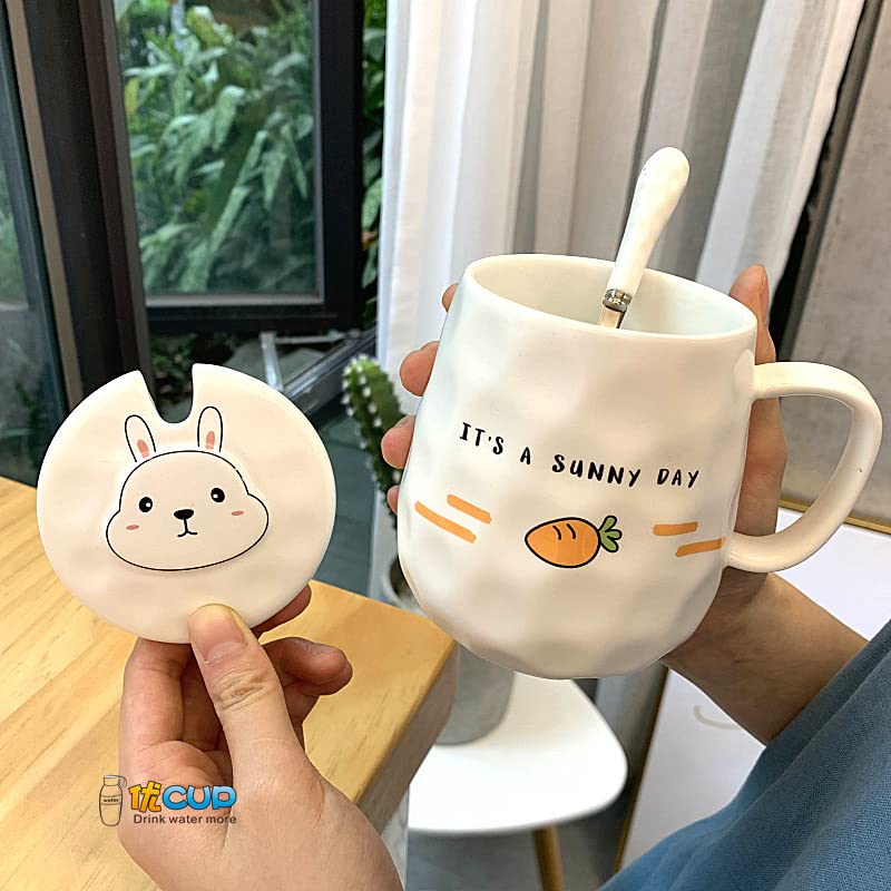 Amazon.co.jp: 韓国風かわいいキャラクターウサギの陶磁器マグカップ蓋
