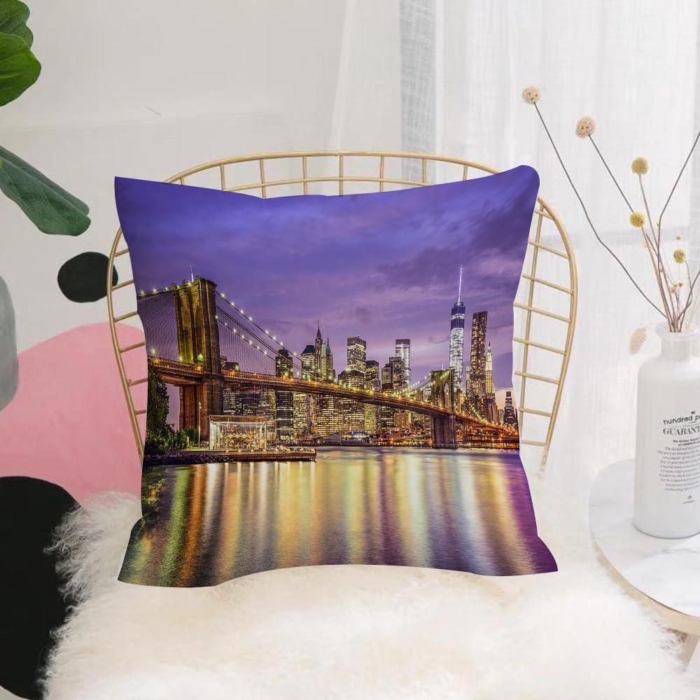 Hyosxw New York, Nyc Exquisite Skyline Manhattan Br - A3 Cushion Cover,Throw Pillow Case Home Decorative For Living Room Bedroom Sofa Chair 18X18 Inch,New York, Nyc Exquisite Skyline Manhattan Broadway Old,Pillowcase 45X45cm
