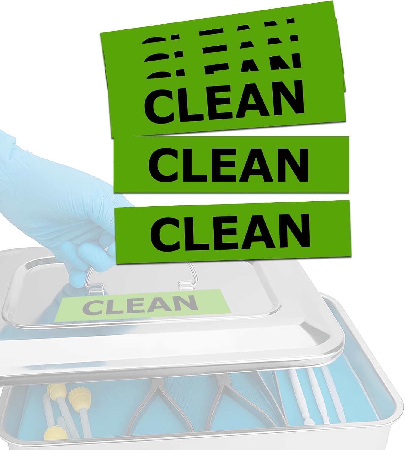 Ultrasound/Endoscope Probe & Universal Lidded Medical Tray Labels, Clearly Identify,Clean and Soiled, 20 PCS