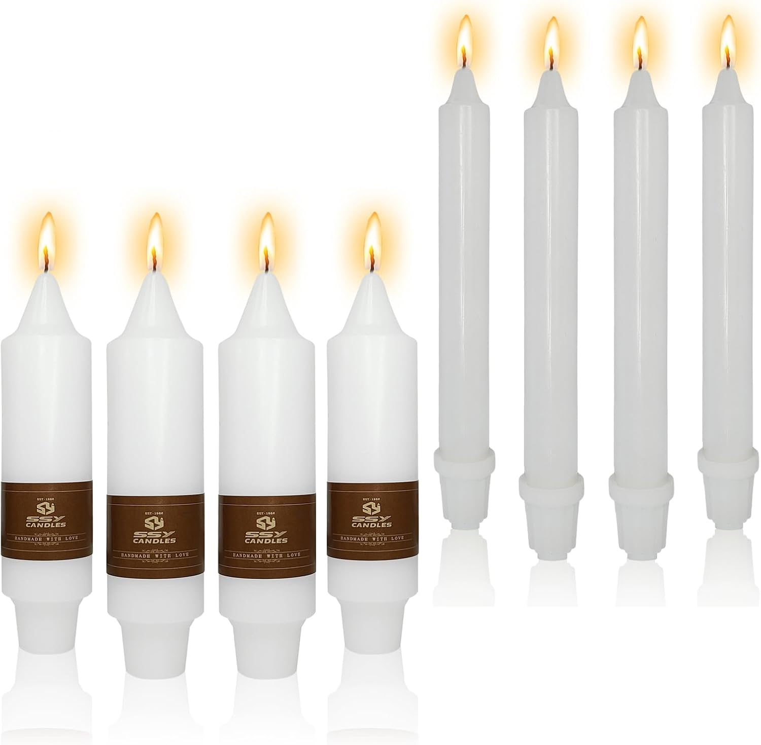NJAO HOO White Candlesticks Taper Candle - 8 PCS Tapered Candle Unscented Candle Sticks for Home Decor Wedding Party Dinner Candles Short Candle &Tall Candle