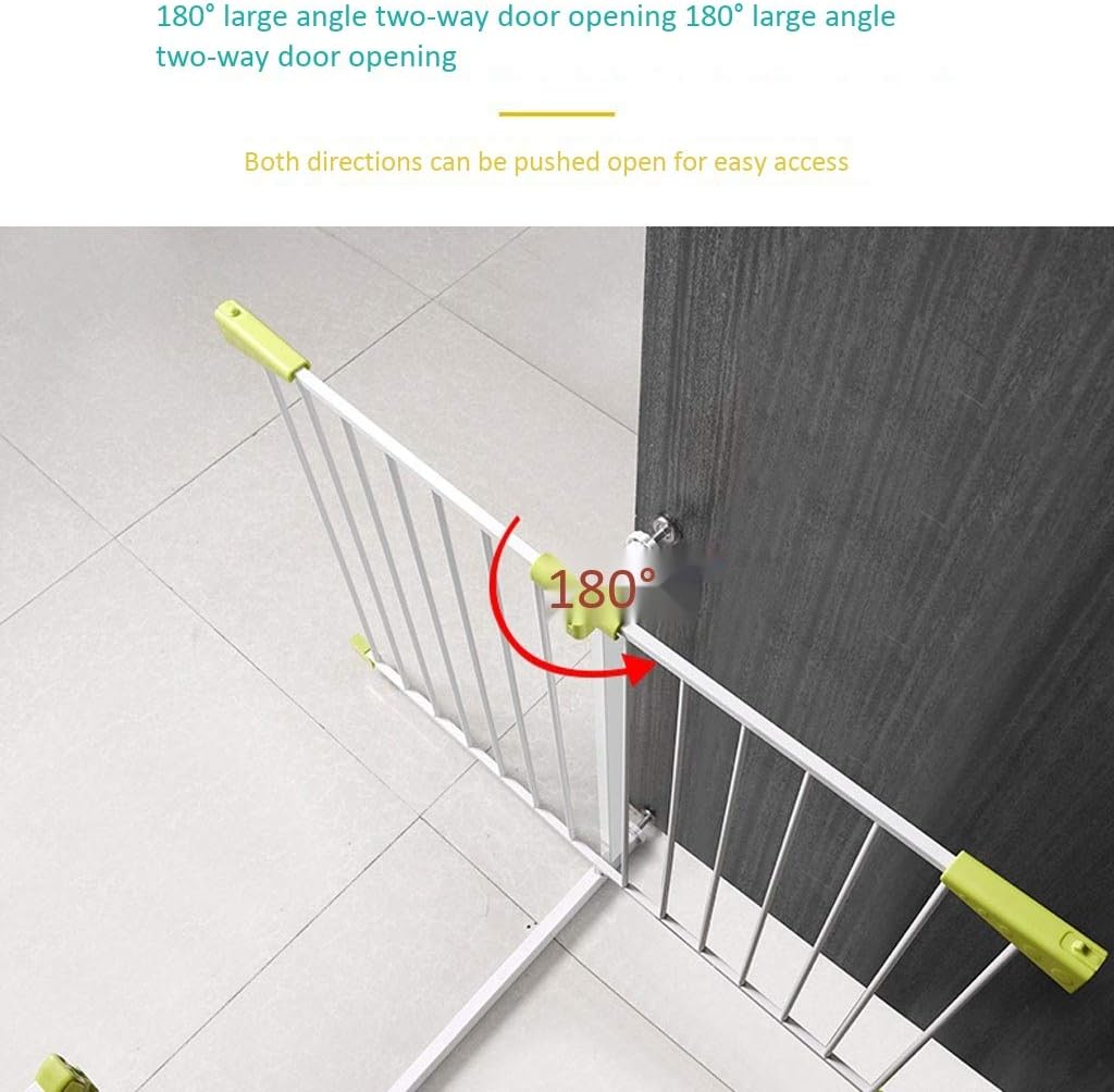 Pet Playpens Pressure Mounted Indoor Safety Gate, White Metal Stairs Gate Staircase-Balusters/Pink/106-112Cm