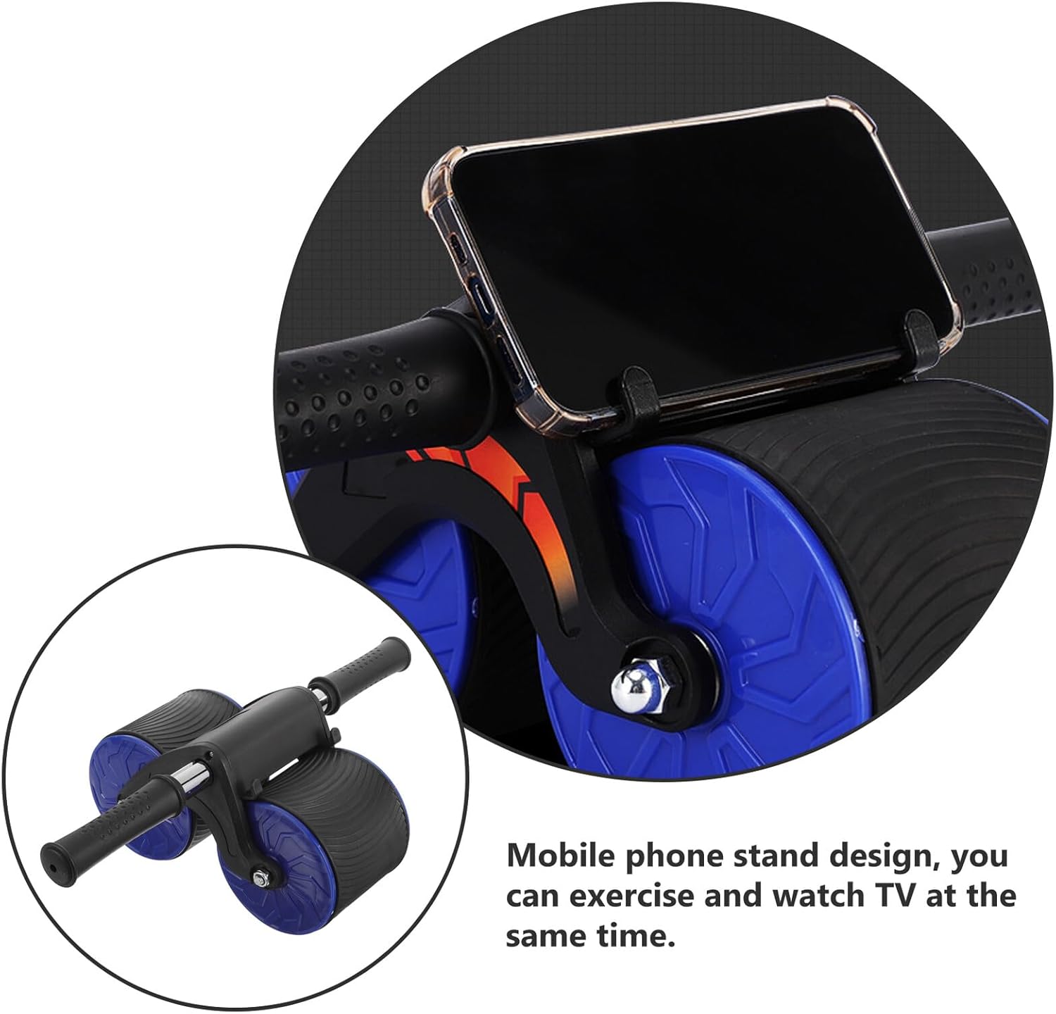 Automatic Rebound Two-wheel Abdominal Roller with Anti-skid Wheels and Pad Core Strengthening Fitness Equipment for Home Workout and Yoga Assistance