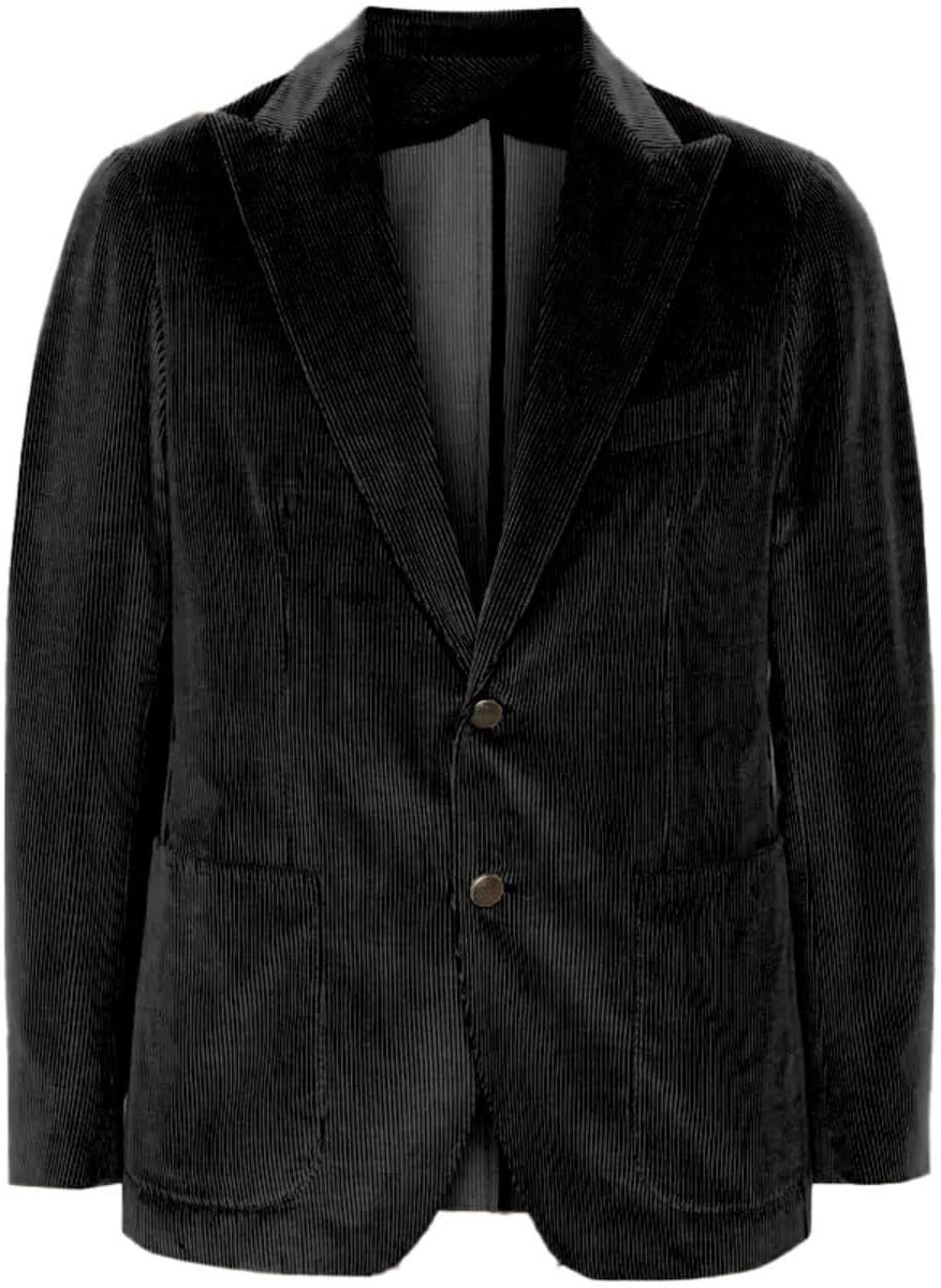 Mens Slim Fit Corduroy Blazer Two Button Formal Suit Jacket Classic Business Tuxedo Blazers