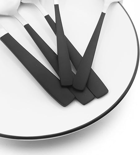 Vista 49 de JASHII Juego de cubiertos de plata mate de 40 piezas, juego de cubiertos de plata satinada, acero inoxidable con revestimiento de tianio, juego