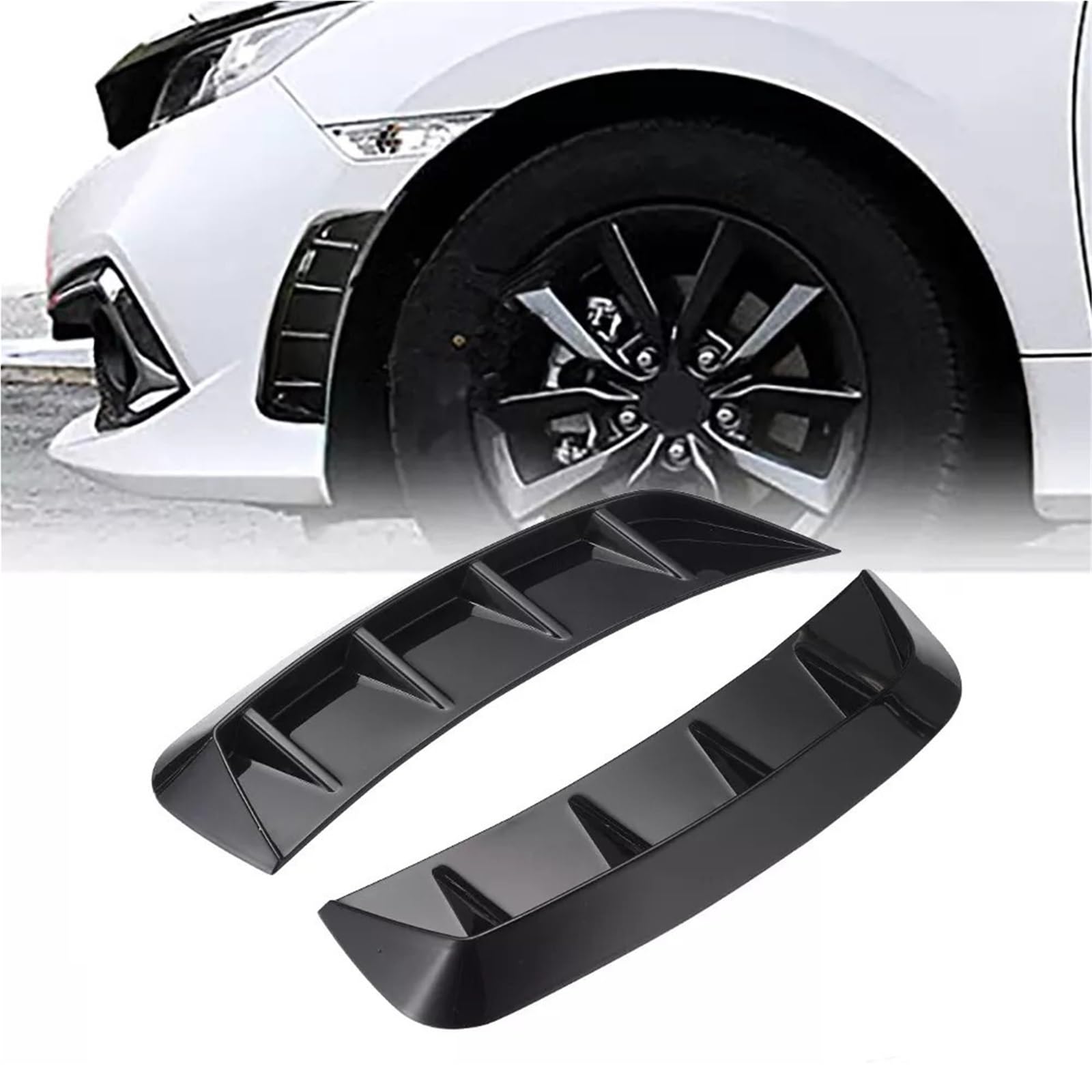 Naklejki dekoracyjne na boczne drzwi Uniwersalny boczny błotnik Wlot powietrza Spoiler Pokrywa skrzydła Shark Gill Leaf Plate Sportowa dekoracja zapobiegająca kolizjom(Glossy Balck)