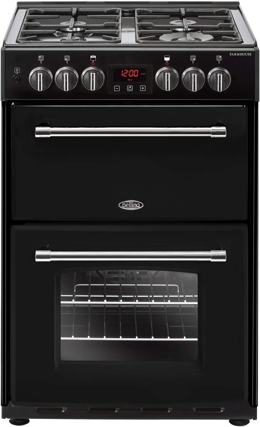 Belling Farmhouse 90DFT Dual Fuel Range Cooker, Black, 90cm Amazon.co