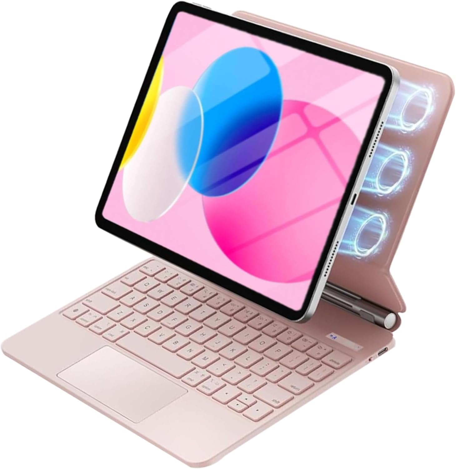 Magic Keyboard Case for iPad 11th (A16, 2025) & 10th Gen 2022, Keyboard Case for iPad 10.9" 10th/11 11th with Multi-Touch Trackpad, 7-Color Backlit Keys, Floating Cantilever Stand, LED Display, Pink