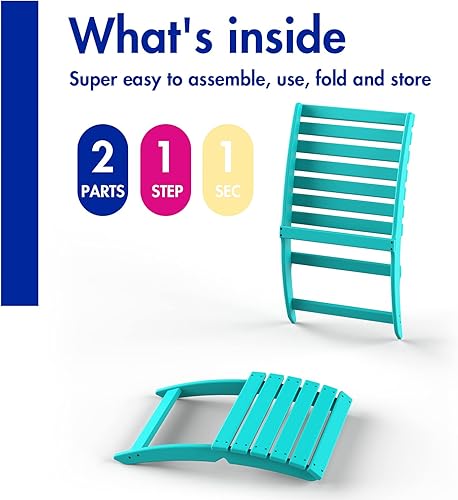 Miniatura 7 de Silla Adirondack plegable para exteriores, sillas portátiles resistentes a la intemperie, silla de campamento de plástico HDPE para playa, piscina,