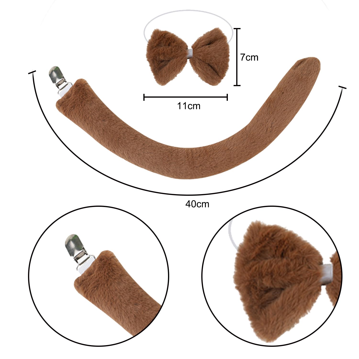 XNHIU 5pcs Antler Dog Costume Deer Antler Dog Ears Headband Red Collar Choker Bowtie Nose and Tail Reindeer Fancy Dress Accessory Funny Party Favors for Christmas Party - Image 3