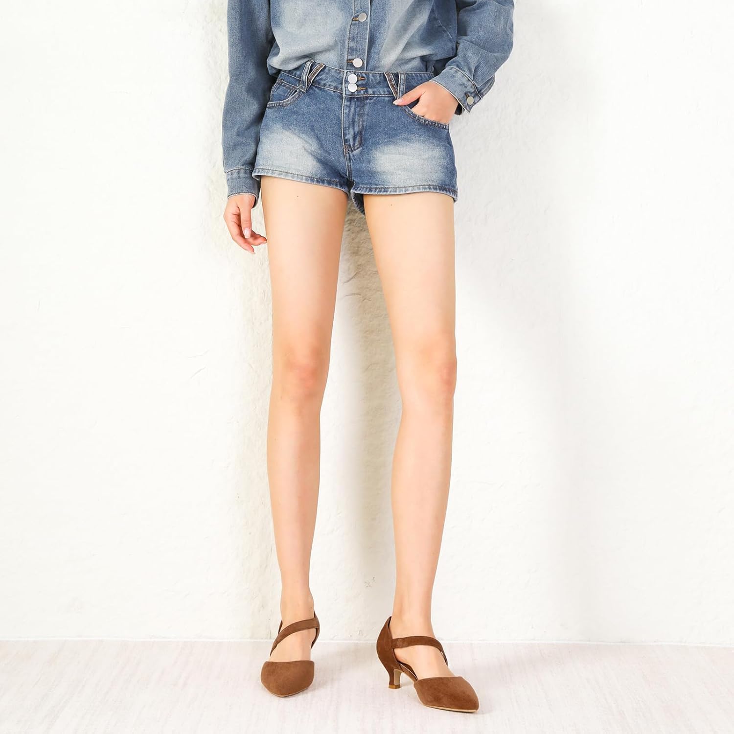 RIBONGZ Kitten Heels for Women Closed Toe Comfortable Low Heels Pointed Toe Sexy Slip on Pumps Bridal Party Dressy Shoes - Image 4