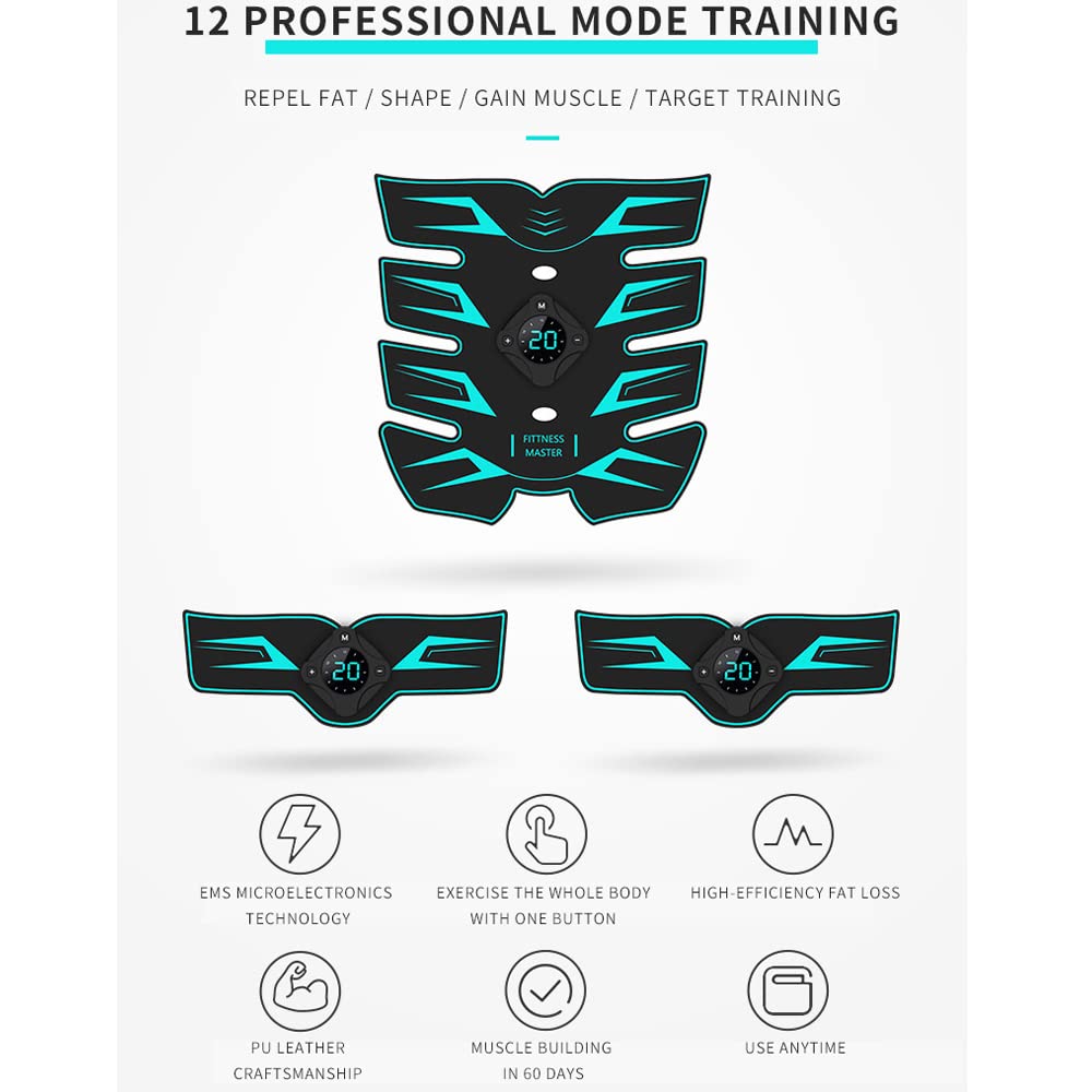 Entrenador Abdominal EMS de 12 Modos con Pantalla LCD Mejorada, estimulador Muscular magnético, Entrenamiento de Abdominales, Fitness, Gimnasio en casa, pérdida de Peso, adelgazami