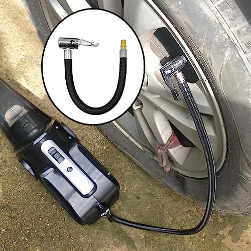 Image of 9.2-inch tire inflation hose adapter, for rotary to locking connection, rubber hose and standard tire valve fine thread, tire inflation pump hose adapter