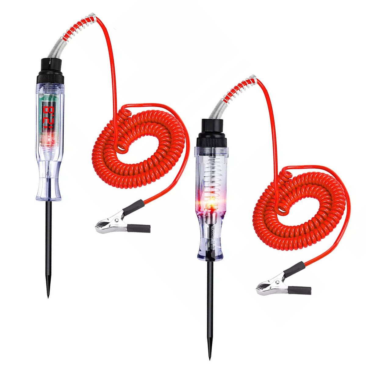 Automotive Test Light 3-24V Digital LED Circuit Tester with Voltage Display, Auto Bidirectional Light Tester, Electrical Voltage Tester with Extended Spring Wire & Probe for Car/RV/Vehicles