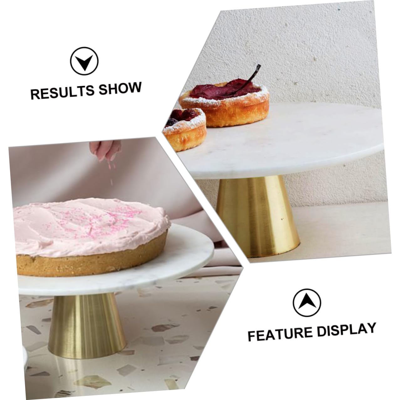 BESPORTBLE Présentoir en Marbre à Gâteaux Rond pour Desserts et Cupcakes