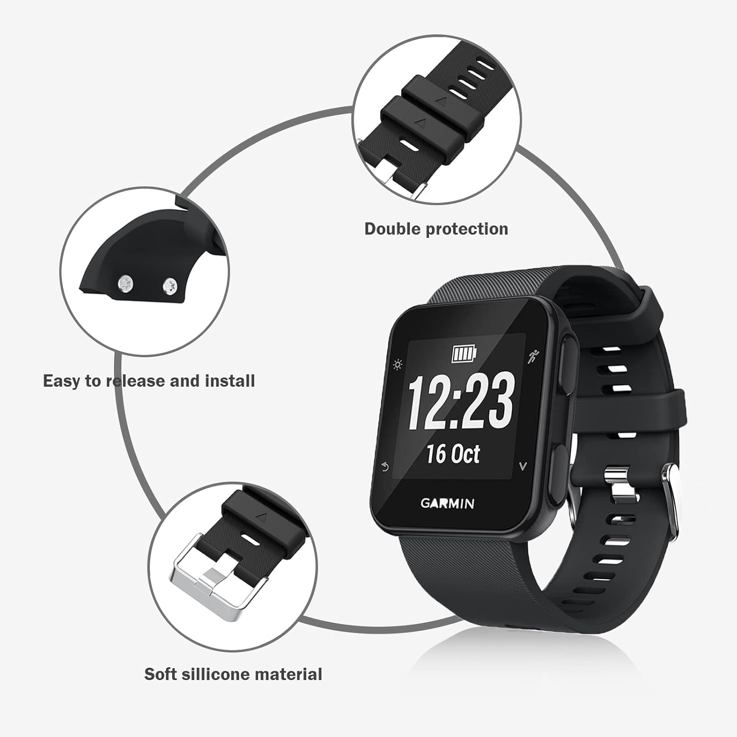 Aroloxta Garmin Forerunner 35 Watch Band Replacement - Waterproof Soft Band for Men, Multi Colors Wristband - Image 3