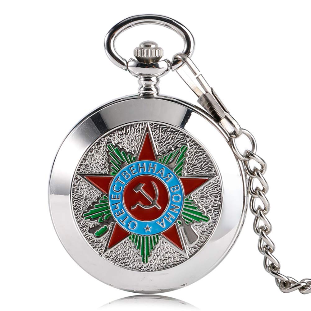 Luxury Pocket Watch, Silver Russia Soviet Sickle Hammer Communism Badge Pocket Watch, Vintage and Retro Gift for Men - Ahmedy Pocket Watch