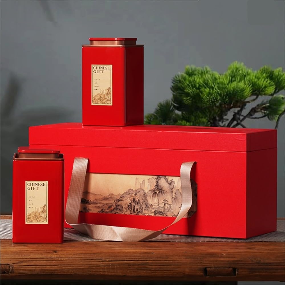Organizador de Bolsitas de Té Lata cuadrada retro, contenedor de almacenamiento de té a granel, lata sellada, juego de té, caja de regalo de lata doble/cuatro latas, lata vacía Organizador de Té Conte