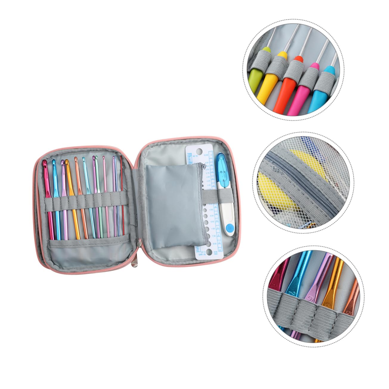 SHINEOFI 1juego Completo De Herramientas De Mano Con Agujas De Ganchillo y Bolsa De Almacenamiento Kit De Tejer Para Principiantes y Aficionados Al Crochet
