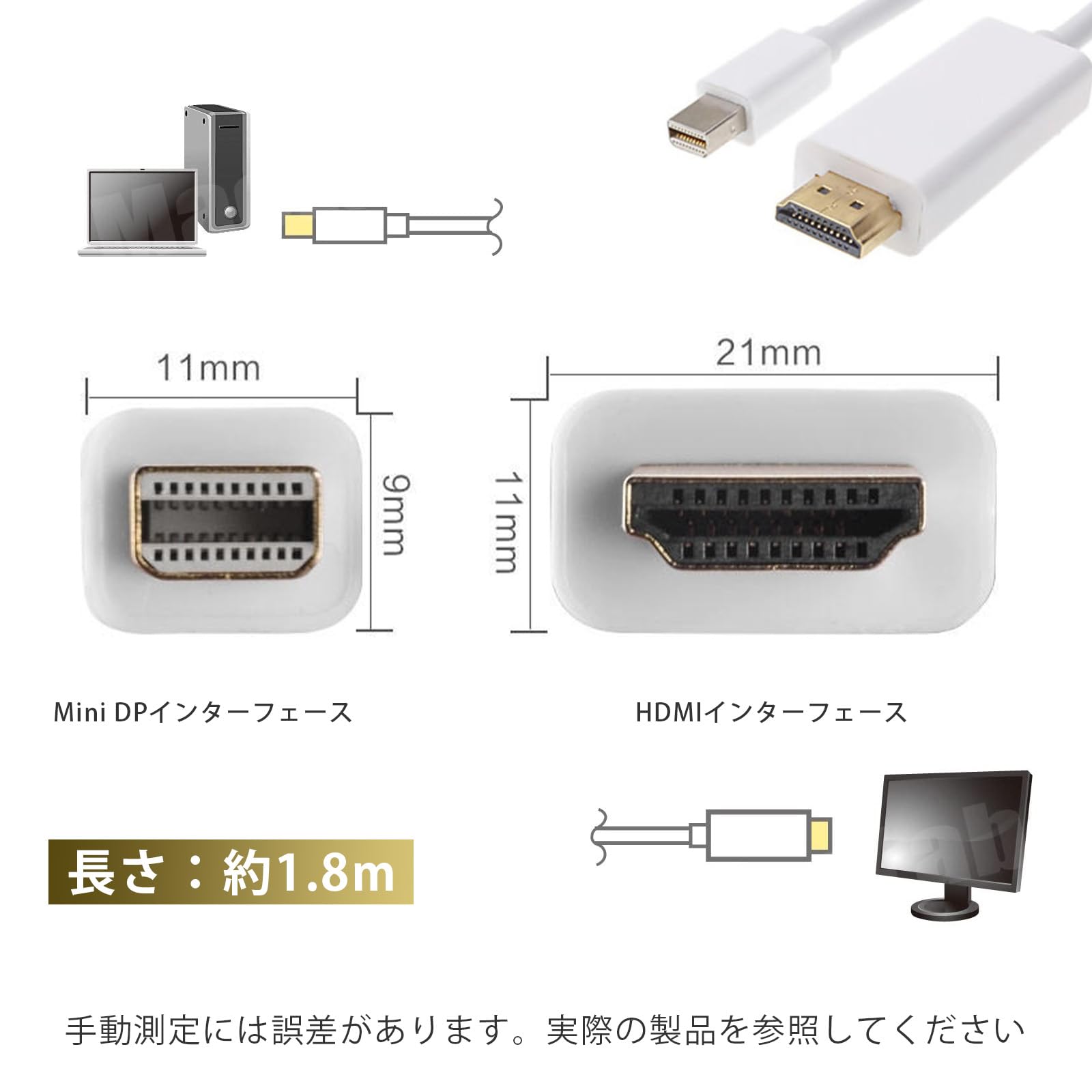 その他 Mini to HDMI Amazon | mini hdmi ミニhdmi 変換ケーブル ミニDP to HDMI変換