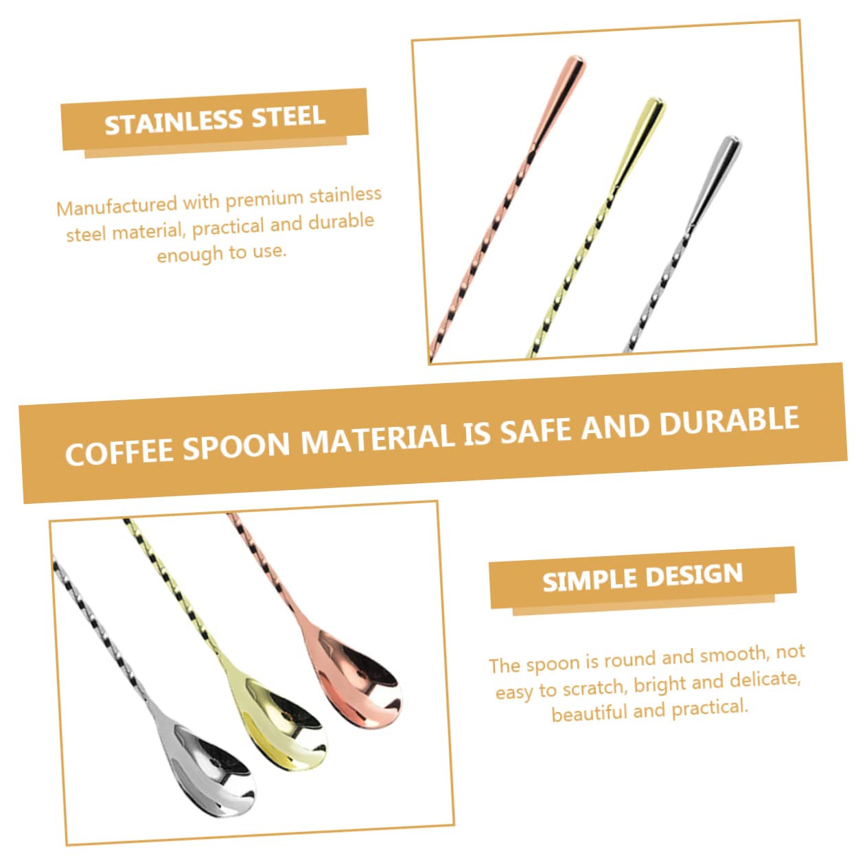 Amosfun 9 Pezzi Cucchiaio Per Mescolare In Acciaio Inox Cucchiaio Per Mescolare Caffè Per e Cocktail Da Portata Di Per Panna Miscele Di