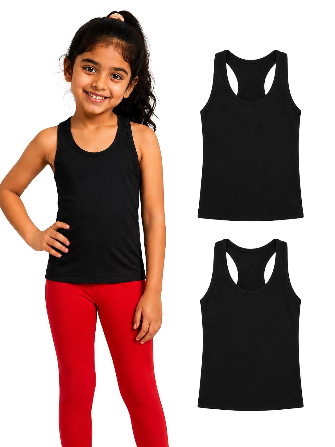 KiddoPanti Girls Chest Printed Sleeveless Rib Racer Back Tank Top-picture-14