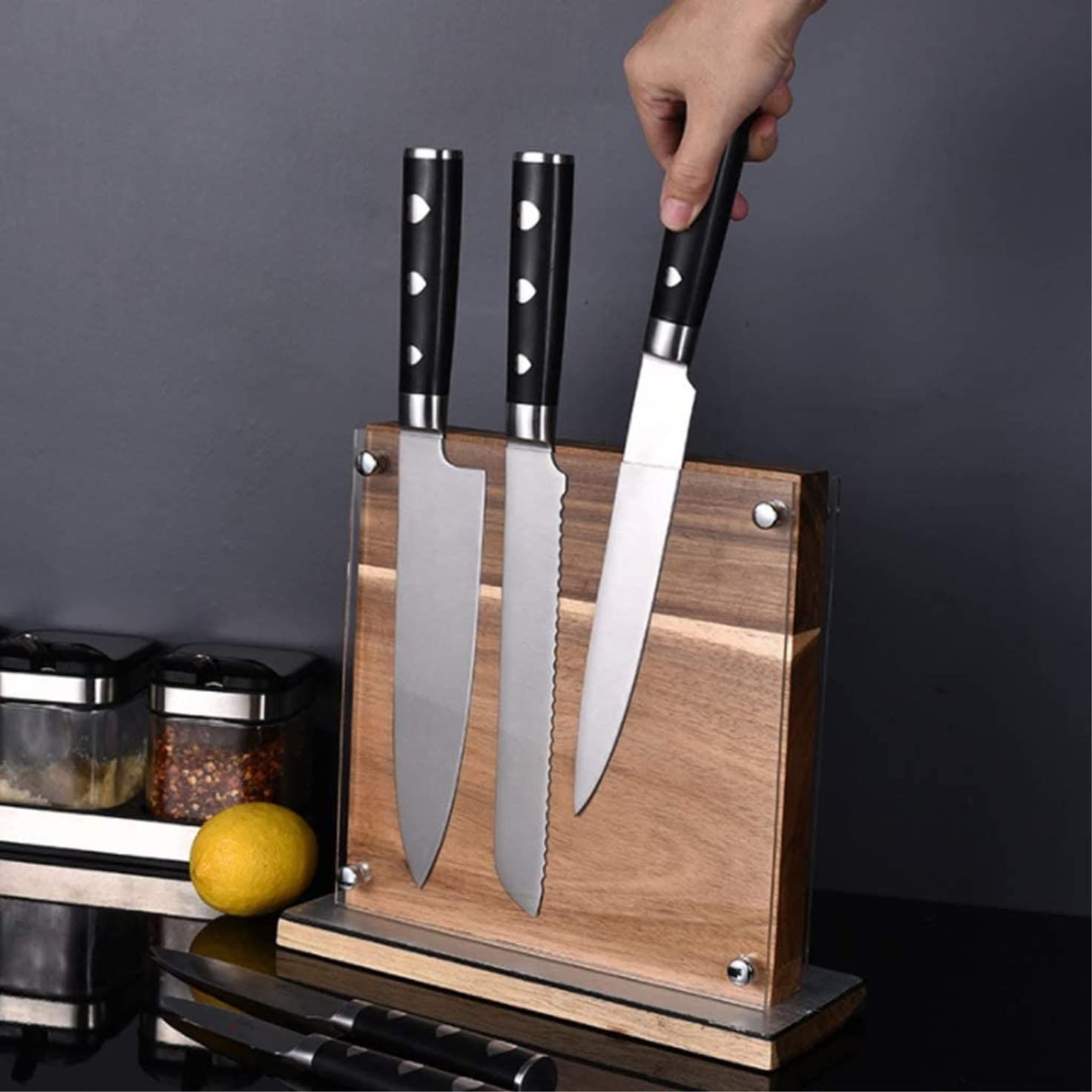 Bloque Cuchillos Cocina Soporte Magnético De Madera para Cuchillos, Utensilios De Cocina, Almacenamiento De Cubiertos, Bloque De Cuchillos, Herramientas De Cocina