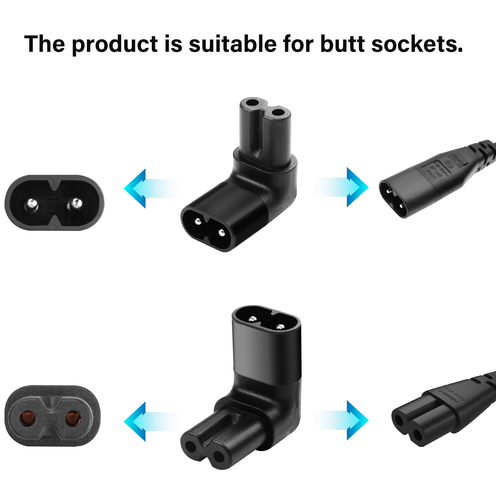 Amazon.com: JSADZKJ IEC 320 C8 to C7 Power Adapter 90 Degree Angle