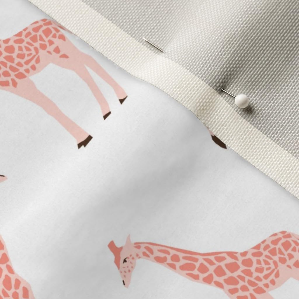 Spoonflower Fabric - Giraffe Safari Animals Nursery Blush Giraffes Animal Pink Girl Zoo Printed on Upholstery Velvet Fabric Fat Quarter - Upholstery Home Decor Bottomweight Apparel