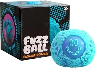 Fuzz Ball Smiley Face Squeeze Toy, Squishy Stress Ball, Fuzz Ball Squishy Stress Drop Malt Fuzz Balls Sensory for Anxiety Stress Relief, Easter Birthday Party Favors (Blue)