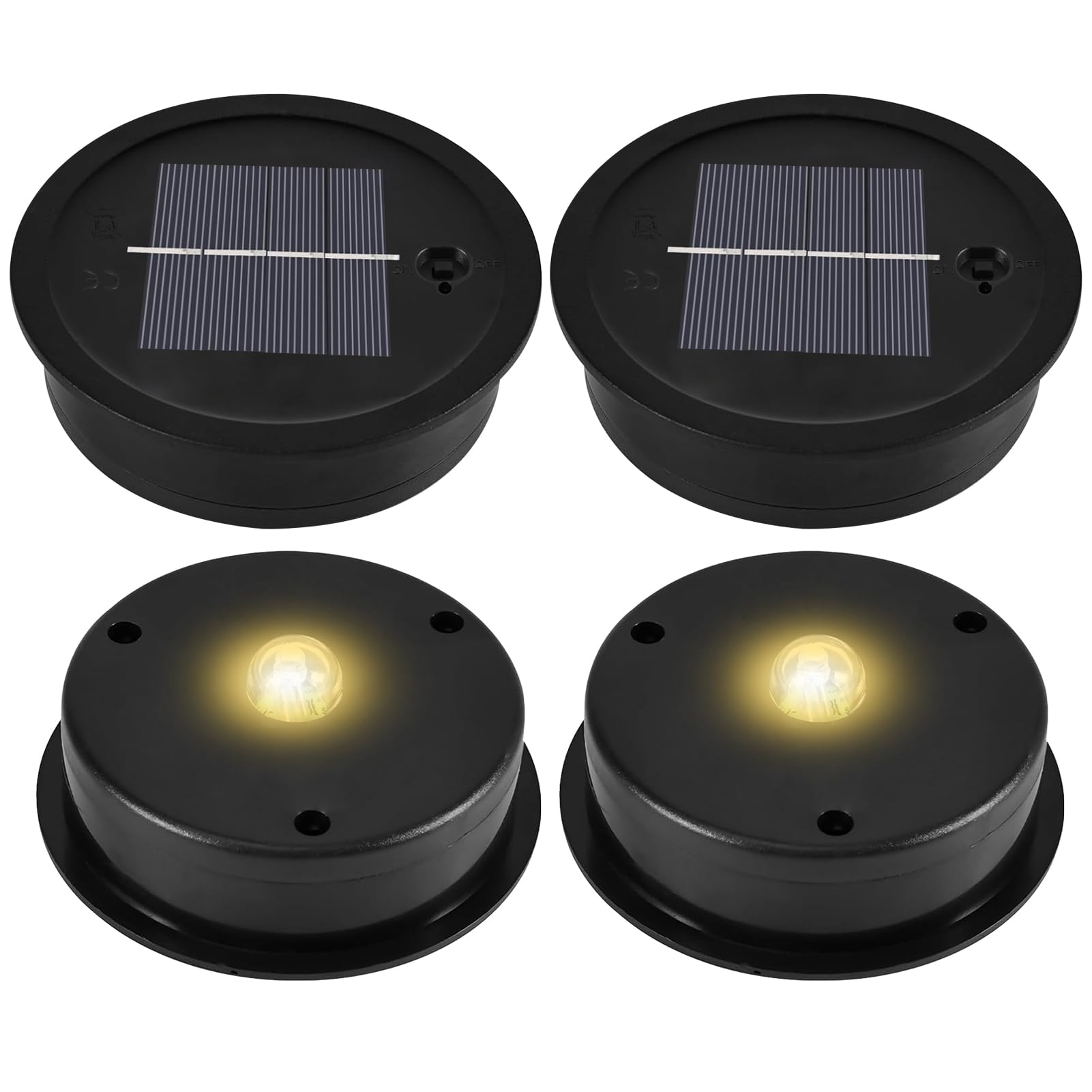 Tulov Pack of 4 Warm White LED Solar Lights for Garden Decoration (Outer Diameter 8.2 cm, Inner Diameter 7.3 cm)