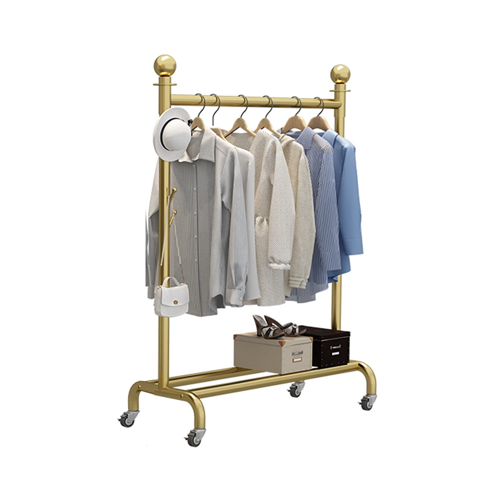Portant à vêtements à roulettes polyvalent avec étagère de rangement
