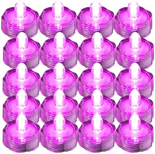 JYtrend Super Bright LED Floral Tea Light Vase Submersible Lights for Party Wedding (Pink, 20 Pack)